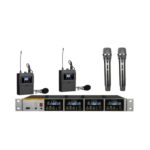 K.Meister UW-3460 4 Mikrofonlu Kablosuz Mix Set, 2 EL + 2 Yaka