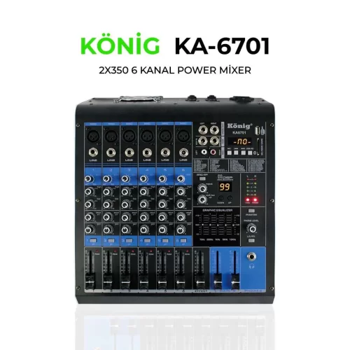 König KA-6701P 2x350W 6 Kanal Power Mixer