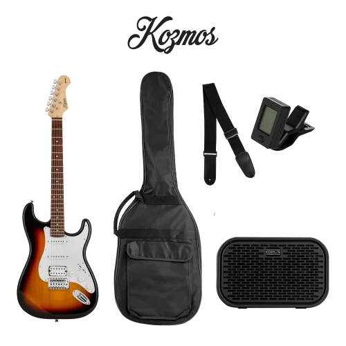 KOZMOS KGP-STG20/3TS Sunburst Yeni Başlayanlar için Elektro Gitar Seti, ( Gitar + Amfi + Akort + kılıf )