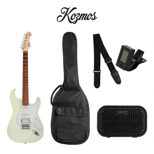 KOZMOS KGP-STG20HSS-OWH Beyaz Elektro Gitar + UNIQUE-MINI-BK 10W Amfi Başlangıç Paketi