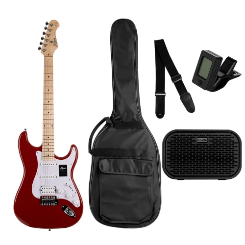 KOZMOS KGP-STG20/RD Yeni Başlayanlar için Elektro Gitar Seti, ( Gitar + Amfi + Akort + kılıf )