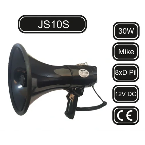 JS-10S Şarj Edilebilir Lityum Bataryalı Megafon 30W