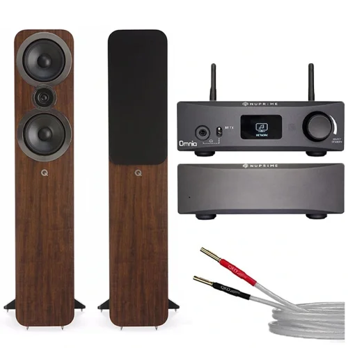 NuPrime Omnia Mini Set - Q Acoustics 3050i Walnut - QED XT25 3M. hiFi Müzik Sistemi