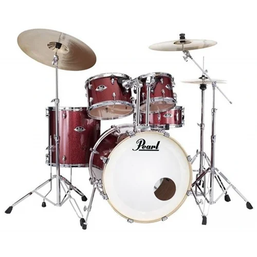 PEARL EXX705NBR/C704 - Export Black Cherry Glitter 5 Parça (20B/10T/12T/14F/14S) Aksamlı & Zilli Akustik Davul Seti