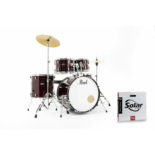 PEARL RS525SC/C91 Roadshow Şarap Kırmızısı 5 Parça (22B/10T/12T/16F/14S) Aksamlı ve Sabian Solar Zilli Akustik Davul Seti