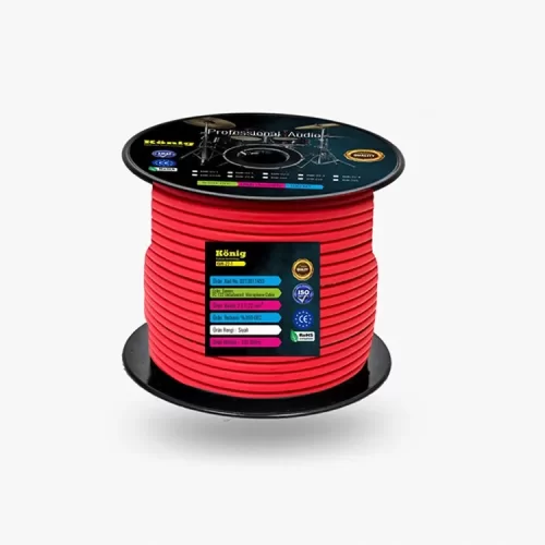 Premium Profesyonel Mikrofon Kablosu / Kırmızı Renk 2x0,22 Balanlı, Stereo