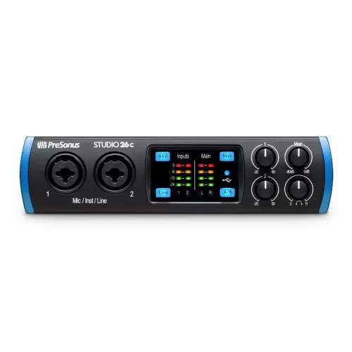 PreSonus Studio 26c Yeni nesil 2 Giriş / 6 Çıkış, 2 mikrofon girişli USB-C ses kartı