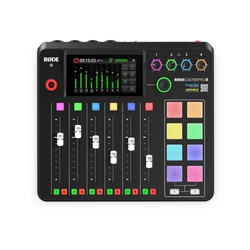 RODE RODECaster Pro II Entegre ses prodüksiyon sistemi - 4 Mikrofon girişli, SD card ve Bilgisayara çok kanallı kayıt etme özellikli profesyonel podcast mikser