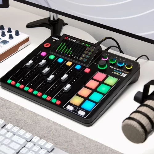 RODE RODECaster Pro II Entegre ses prodüksiyon sistemi - 4 Mikrofon girişli, SD card ve Bilgisayara çok kanallı kayıt etme özellikli profesyonel podcast mikser