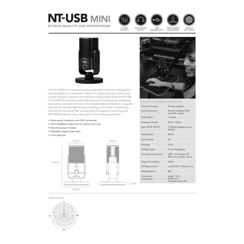 RODE NT-USB Mini Yeni nesil, Kompakt Yüksek kaliteli USB Mikrofon