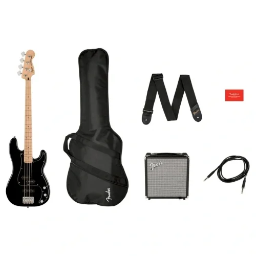 Squier Affinity Precision Bass PJ Akçaağaç Klavye Black Rumble 15 Bas Gitar Seti