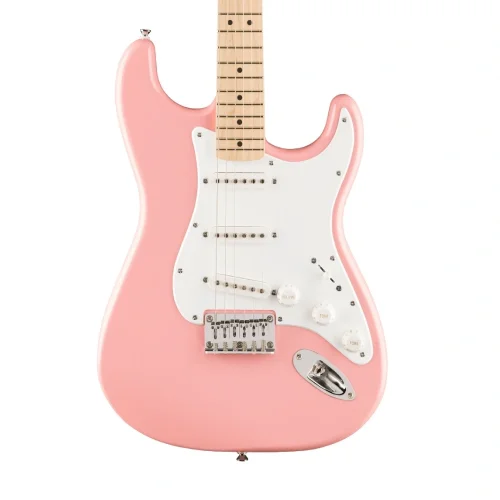 Squier FSR Sonic Stratocaster HT Elektro Gitar, Shell Pink, Akçaağaç Klavye WPG