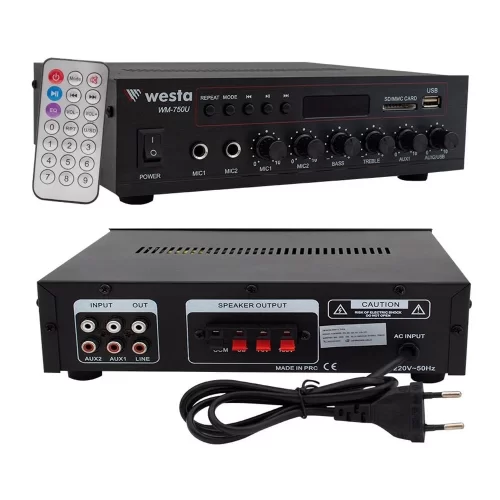 WESTA WM-750U 80W/100V-8 ohm Mini Amplifikatör, 220V/AC