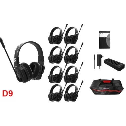 Wicom E-D9 9-Kişi için Dual Kulaklıklı Çift Yönlü Kablosuz intercom iletişim Sistemi, 400 mt mesafe, 1 Master + 8 Headset