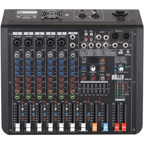 Wöller WP-6 Power-Mixer 6 Kanal 2x250W/4-ohm USB/BT