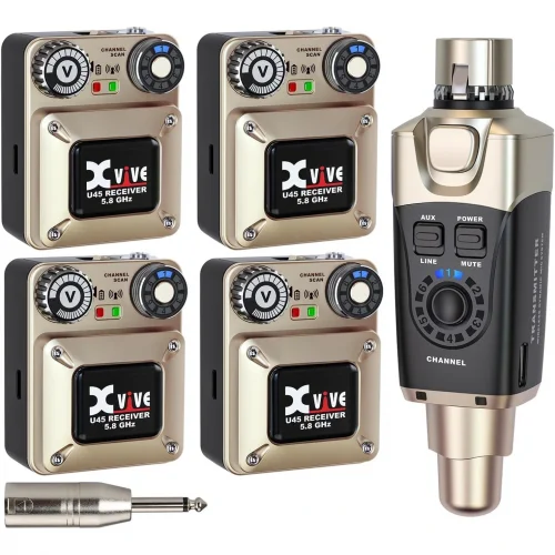 Xvive XV-U45R4 4 Alıcı + 1 Vericili Kablosuz In-Ear Monitör Sistemi