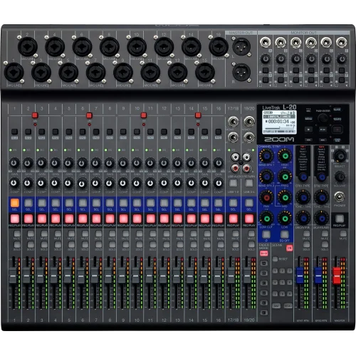 Zoom LiveTrak L-20 Dijital & Analog 20 Kanal Canlı Müzik Mikseri 6-aux
