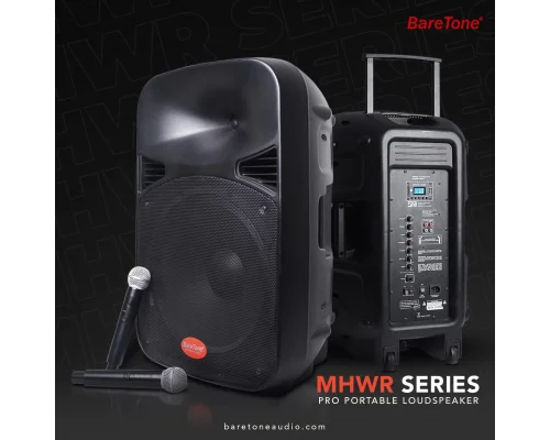 Baretone MAX15 15 Taşınabilir Ses Sistemi | 260W Çift El Kablosuz Mikrofonlu | USB, Bluetooth