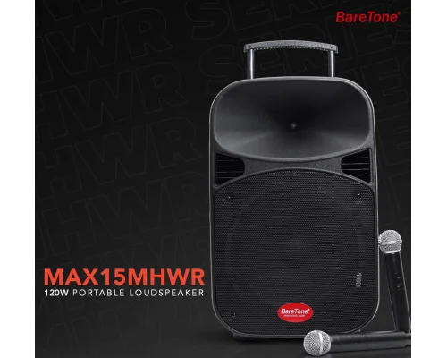 Baretone MAX15 15 Taşınabilir Ses Sistemi | 260W Çift El Kablosuz Mikrofonlu | USB, Bluetooth