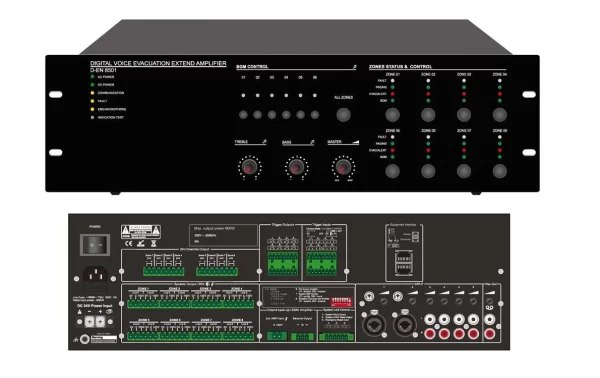34089 Router 600W 8-Zone EVAC EN54-16 Sertifikalı, Acil Anons Sistemi Genişletici