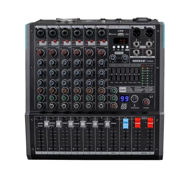 Machtig GPM606 6 Kanal Power Mixer, 2x250W USB, Kayıt,Bluetooth