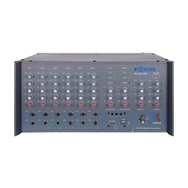 Startech Focus F6/600/100V USB 6 Kanal Mixer-Ampli 2x300W/4-ohm/100V