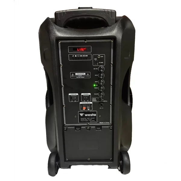 WESTA WAP-15503 ET 15 Bataryalı Portatif Hoparlör, MP3/USB/SD/Bluetooth, 1EL+1Headset mikrofonlu, 300W