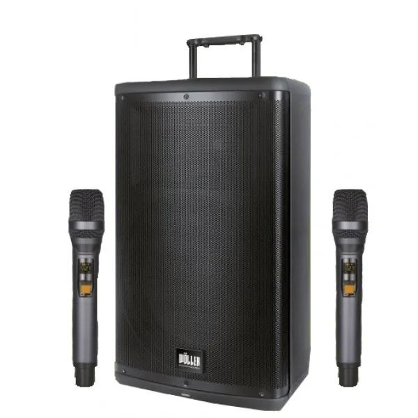 Wöller W-1540 Taşınabilir Aktif Hoparlör 15 400W | Çift El Kablosuz Mikrofonlu | USB, Bluetooth