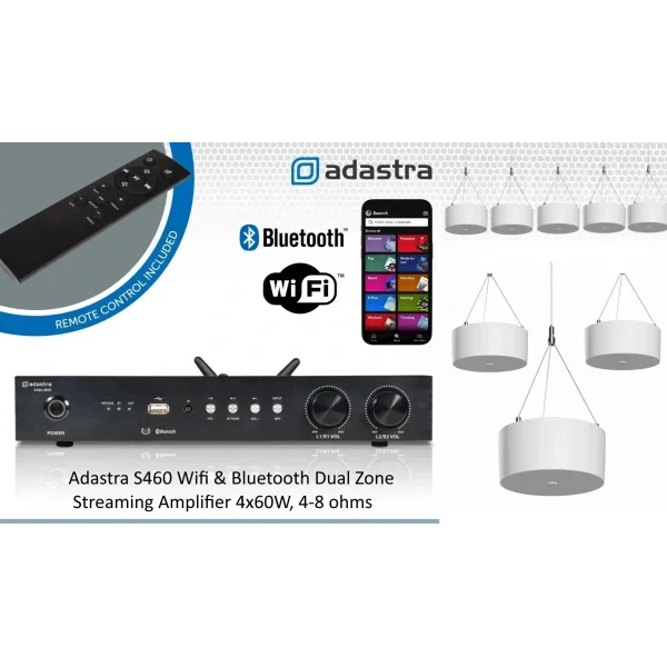 Audast C-4608 Cafe Ses Sistemi, 8 adet Sarkıt Tavan Hoparlörü, Cepten Kontrol