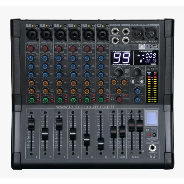 K.Meister PM-6FX 2x450W 6 Kanal Power-Mixer, USB Bluetooth Kayıt