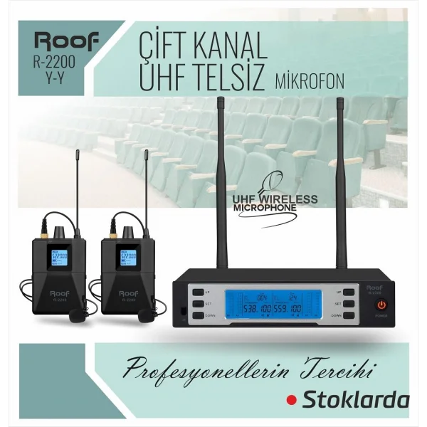 ROOF R-2200 Çift Yaka Kablosuz Mikrofon Seti
