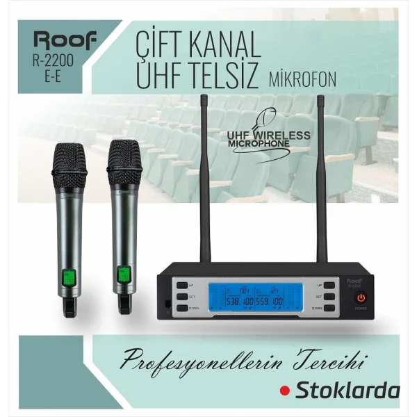 ROOF R-2200 Çift EL Kablosuz Mikrofon Seti
