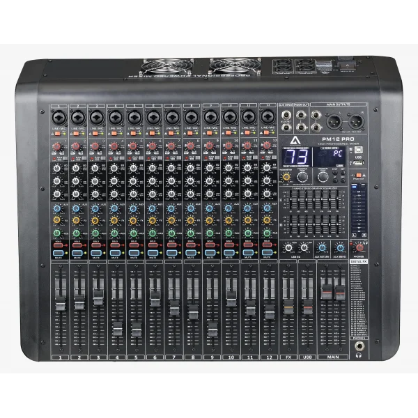 K.Meister PM12 PRO 2x1000W 12 Kanal Power-Mixer USB Bluetooth Kayıt
