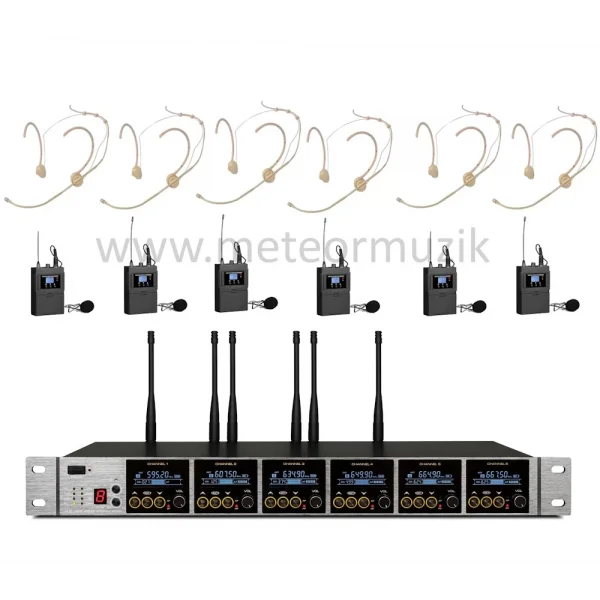 K.Meister UW-3650 6 Mikrofonlu Kablosuz set ( 6 Headset + 6 Yaka )