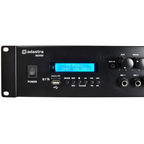 Adastra A8300 8x300W Mixer-Amplifikatör Bluetooth-USB-SD-FM Radio