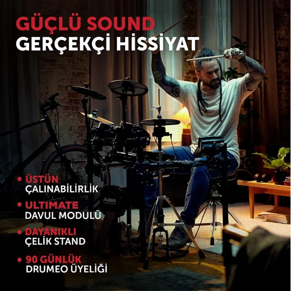 ALESIS Nitro Ultimate 9 Parça Elektronik Davul Seti (Bluetooth ve Hareketli Hi-Hat Özelliği ile)