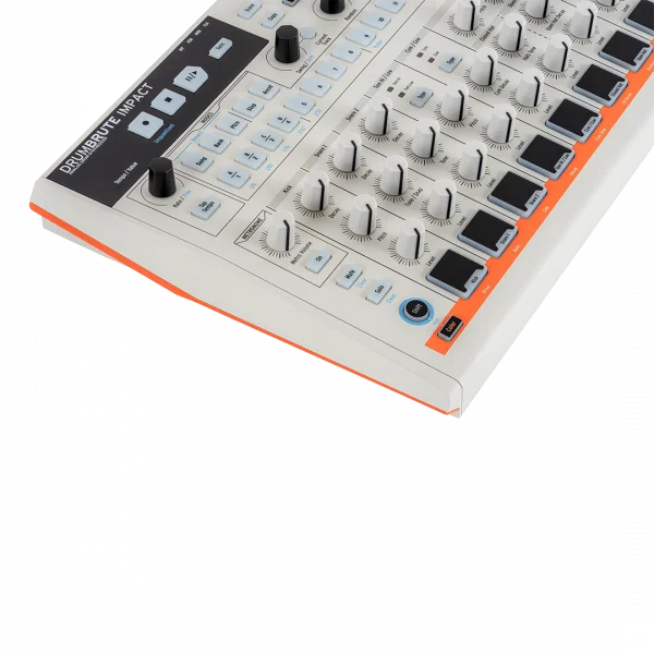 Arturia Drumbrute Impact 1984 10 sesli analog bir davul makinesi, yeni ve sade kırık beyaz estetiğiyle yeniden tasarlandı