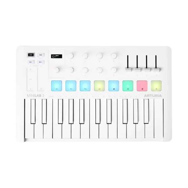 Arturia MiniLab 3 Alpine White Sınırlı Sayıda Özel Üretim, Yeni nesil 25-tuş, zengin içerikli MIDI kontrolcü