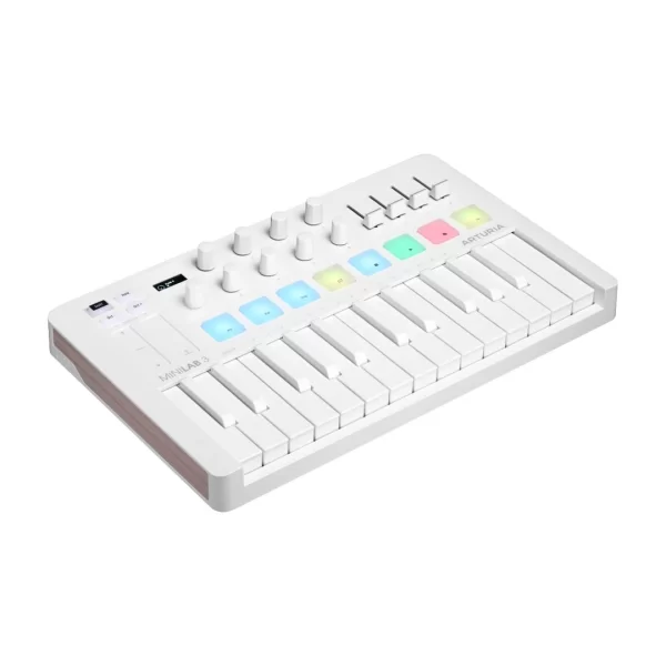 Arturia MiniLab 3 Alpine White Sınırlı Sayıda Özel Üretim, Yeni nesil 25-tuş, zengin içerikli MIDI kontrolcü