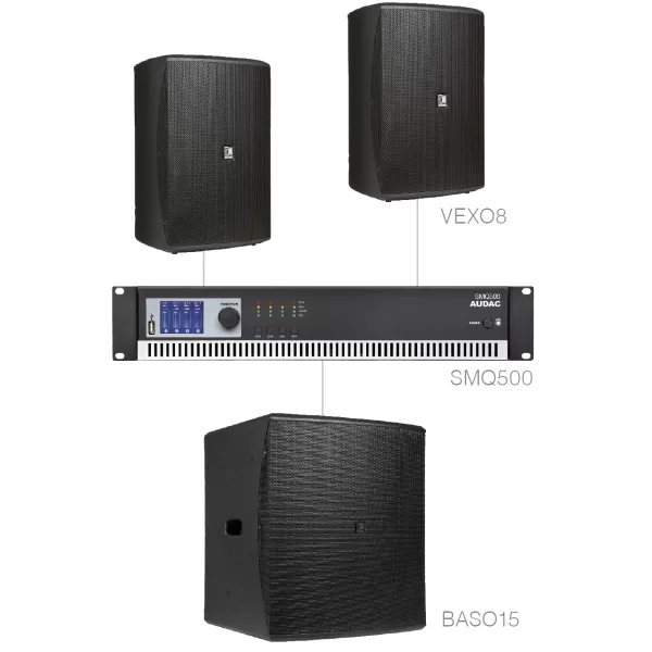 Audac FORTE8.3 Ses Sistemi 2 x VEXO8 + BASO15 + SMQ500 (200m2)