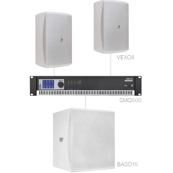 Audac FORTE8.3 Ses Sistemi 2 x VEXO8 + BASO15 + SMQ500 (200m2)