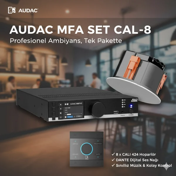 Audac MFA-SET CAL8, Network Ses Sistemi, Mağaza, Ofis, Cafe, Restoran 200 m2