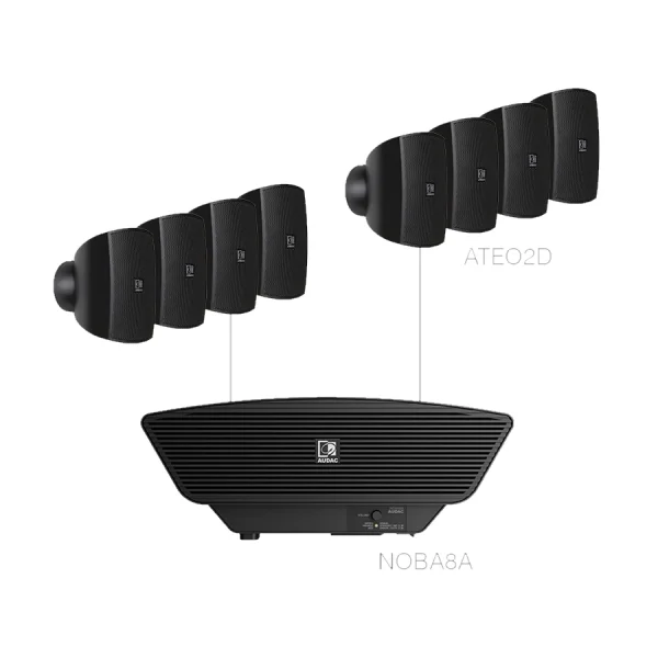 Audac SONA2.9 Ses Sistemi 8 x ATEO2D + NOBA8A Restoran, Cafe Mağaza (100-m2)