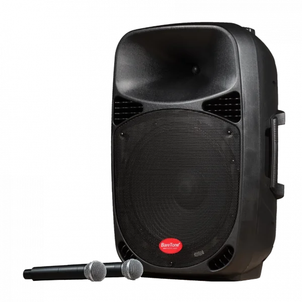 Baretone MAX15 Bataryalı Portatif Hoparlör 15 Çift EL Kablosuz Mikrofonlu USB, Bluetooth
