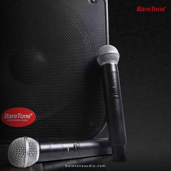 Baretone MAX15 Bataryalı Portatif Hoparlör 15 Çift EL Kablosuz Mikrofonlu USB, Bluetooth