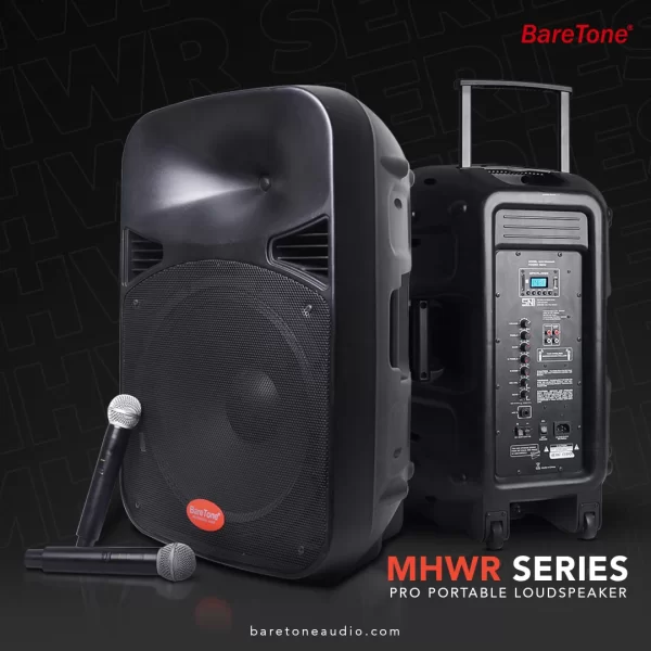 Baretone MAX15 Bataryalı Portatif Hoparlör 15 Çift EL Kablosuz Mikrofonlu USB, Bluetooth