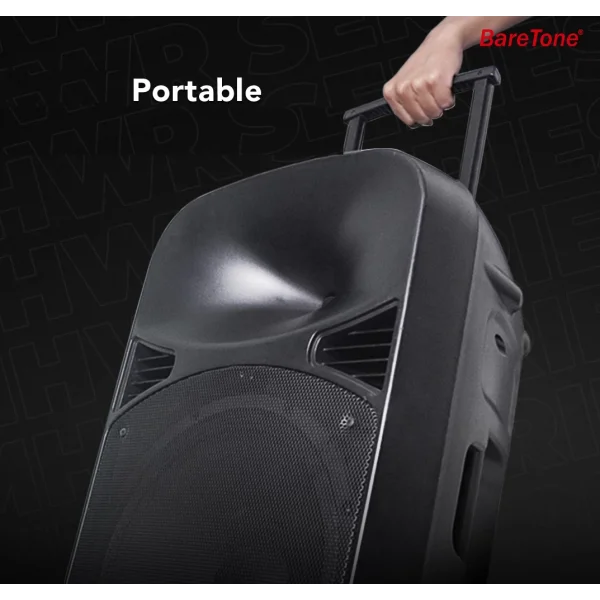 Baretone MAX15 Bataryalı Portatif Hoparlör 15 Çift EL Kablosuz Mikrofonlu USB, Bluetooth