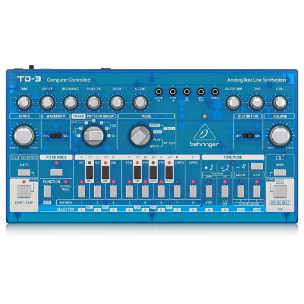 BEHRINGER TD-3-BB Analog Bass Line Synthesizer (Transparan Mavi)