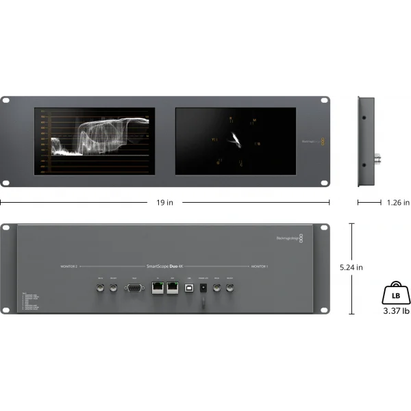 Blackmagic Design SmartScope Duo 4K Rack montajlı Çift 6G-SDI Monitör.