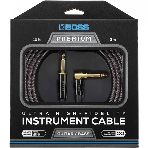 BOSS BIC-P10A Premium Düz/L Uçlu 3m Enstrüman Kablosu